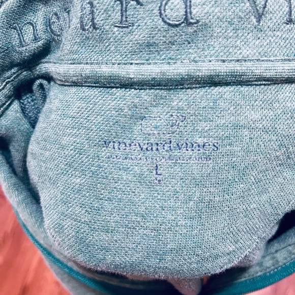 Vinyard Vines 1/4 Zip Boathouse Youth Large Green Shadow Stripe Pullover - Picture 5 of 8